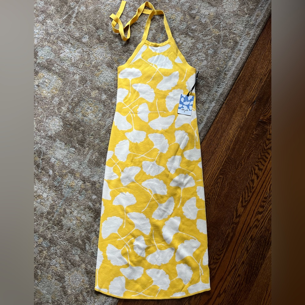 Diane Von Furstenberg Yellow and White Midi Dress